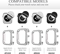 Vista 5 de Bling Cases - Fundas compatibles con Apple Watch de 1.575 pulgadas SE/Series 6, 5, 4, funda protectora de metal inoxidable con diamantes de plateado