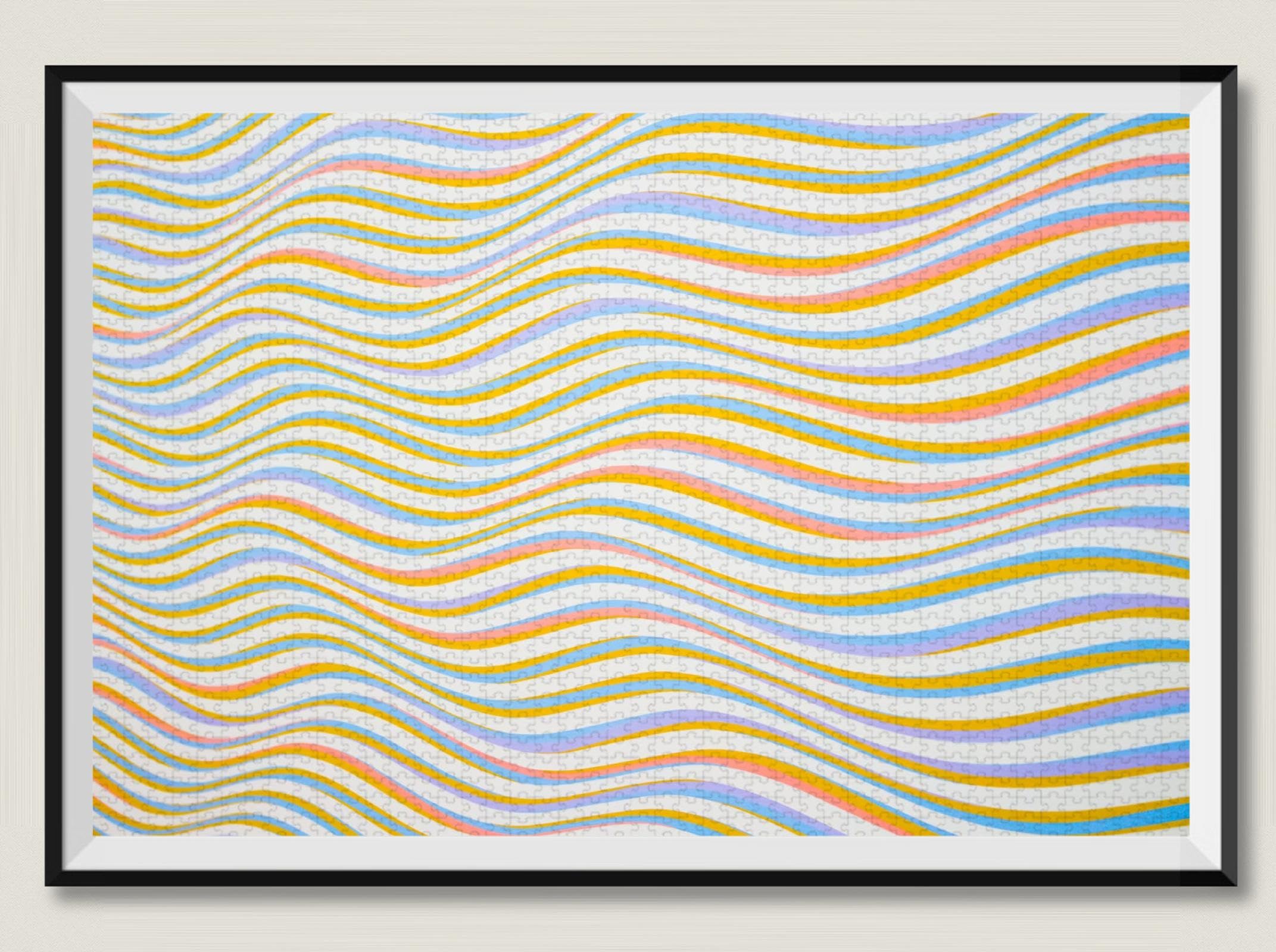 Lignes ondulées colorées - Puzzle en Bois de 2000 pièces - Pièces épaisses et Robustes, parfaites Pour s'amuser en famille