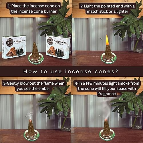 Miniatura 4 de Conos de incienso de canela, 20 conos de incienso en total, paquete doble de 10 conos de insencia, conos de incienso perfumados, aromas de incienso