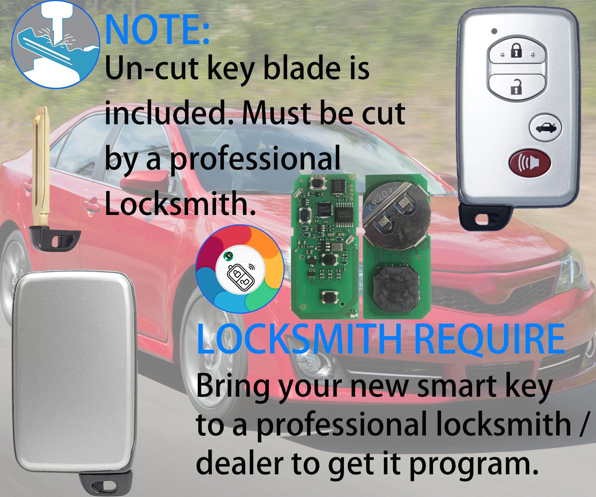 Smart Key Fob Replacement For Toyota Camry Corolla Avalon 2007-2011 - Self Programmable Remote HYQ14AAB