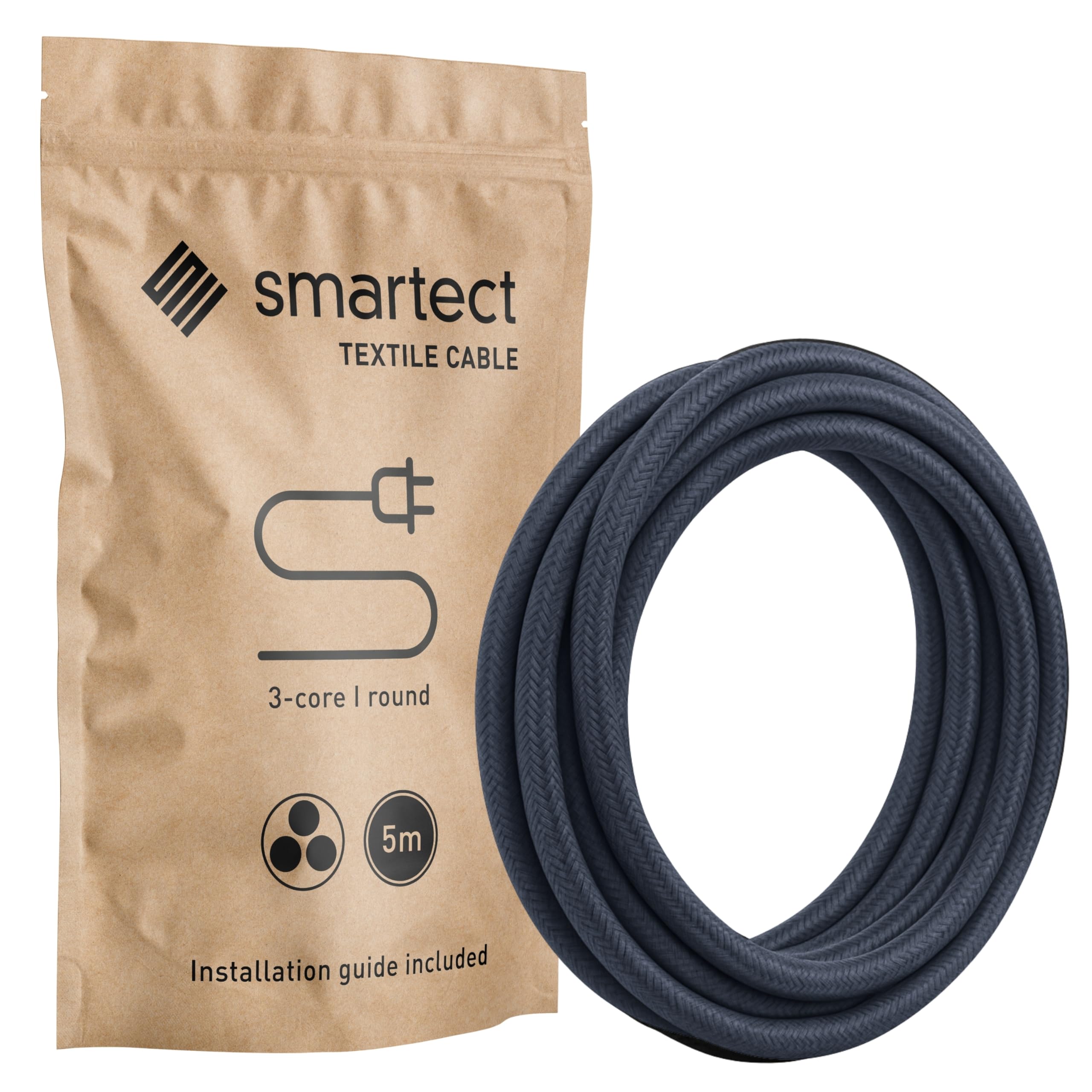 smartect Cable Textil en Color Marrón, Cable Electrico 3 Hilos de 5 Metros (3 x 0,75 mm²) Cuerda para Lampara con Revestimiento Textil para su Proyecto DIY — view 44