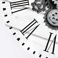 Lafocuse Nagy Fehér Falióra Mozgó Fogaskerekekkel 57 cm - Ipari Steampunk Fa Óra Vintage Dekoráció Nappaliba, Konyhába, Bárba 8
