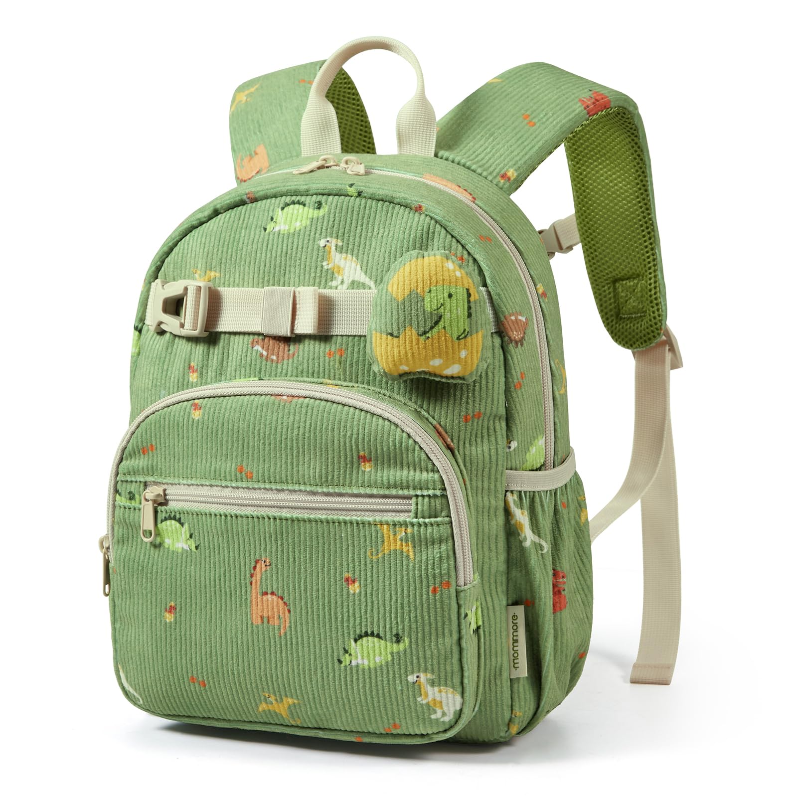 mommore Toddler Backpack for Boys 2-4, Corduroy Kids Backpack, 13" H Preschool Kindergarten Daycare School Bag Dinosaur Bookbag - 1