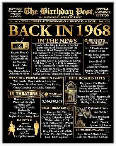 Miniatura 83 de Stuff4 Póster dorado de cumpleaños número 30 sin marco, periódico dorado nacido en 1995, feliz cumpleaños 30 para hombres y mujeres, regalos retro