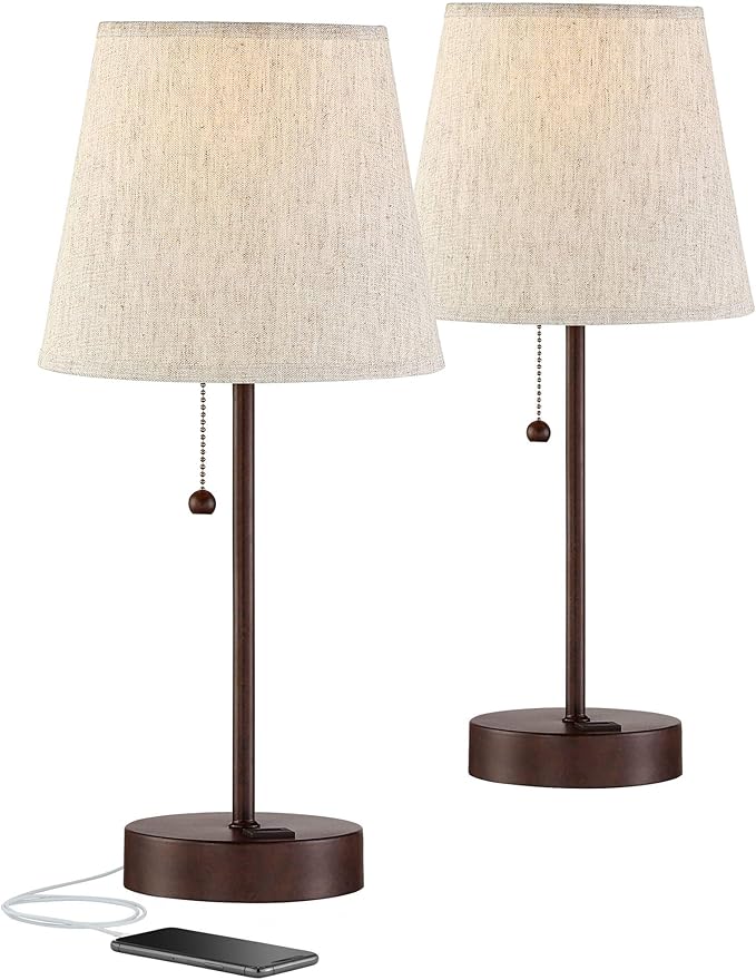 Juego de 2 Lámparas de Mesa USB 46 cm Bronce miniatura 2