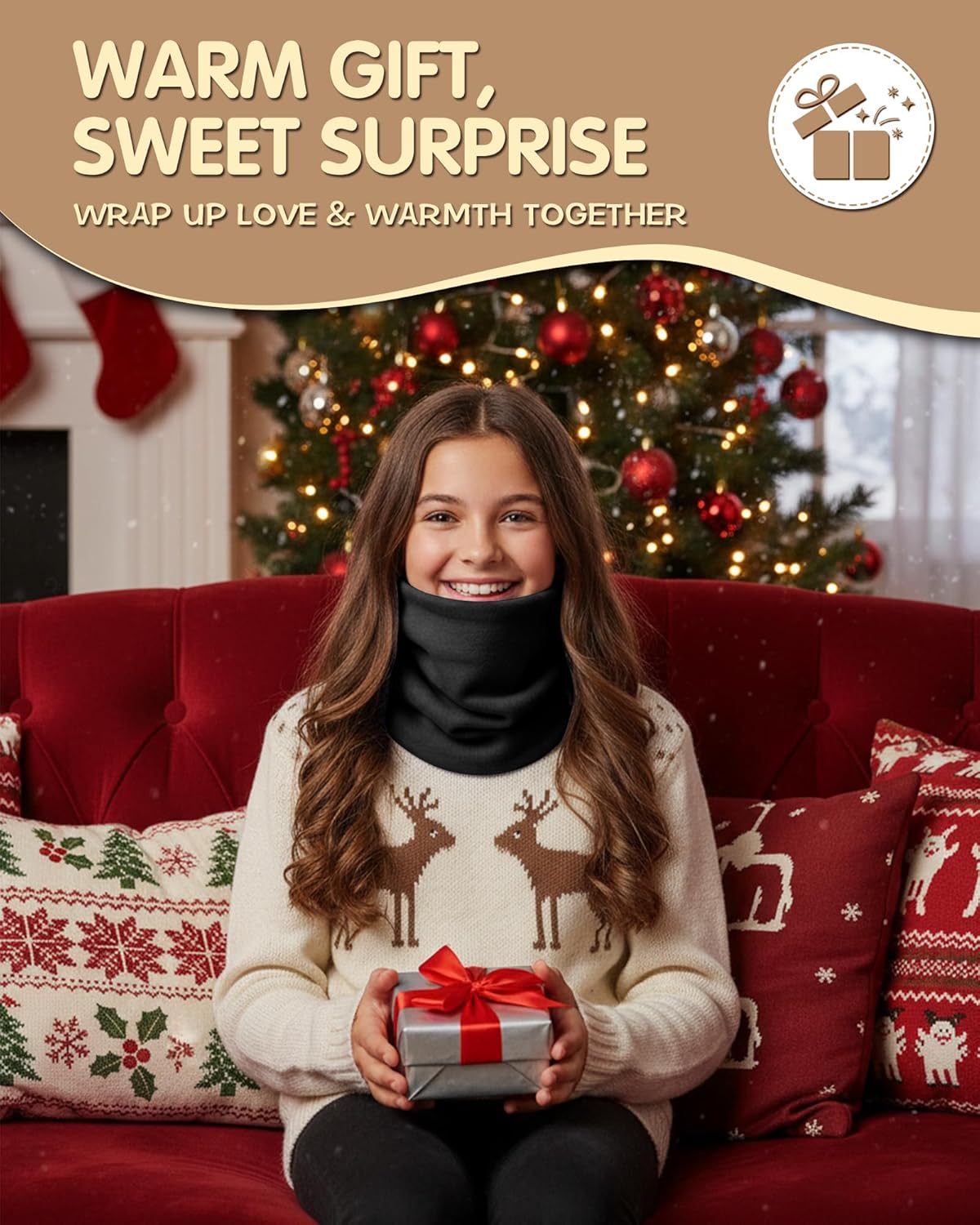 Winter Kids Neck Warmer, Warm Kids Scarf Soft Neck Gaiter, Windproof Face Cover Ski Mask for Boys Girls - Image 7