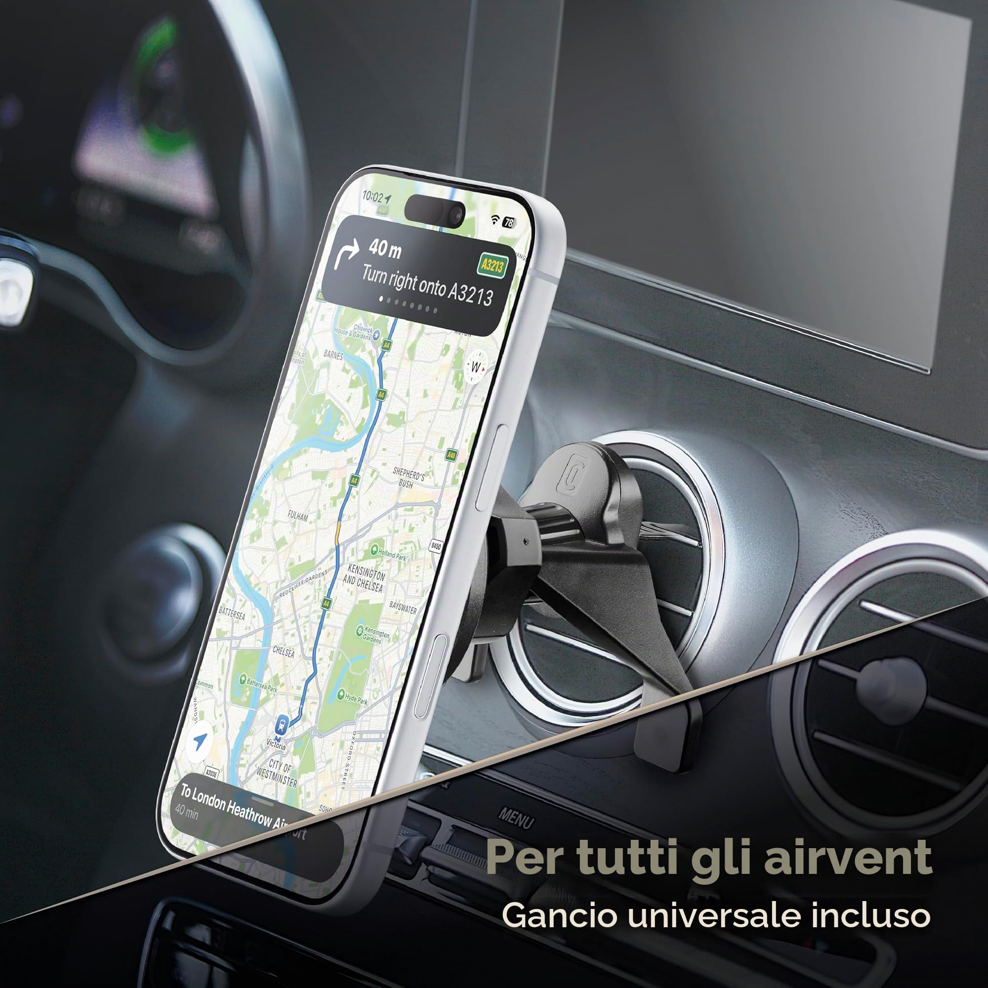 Cellularline MAG HOLDER Supporto Auto Ricarica Wireless 25W - con Nuova Tecnologia Qi2.2 - Fissaggio Magnetico potente - Compatibile con Smartphone Wireless - Nero