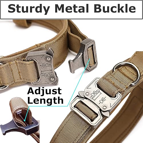 Miniatura 7 de Collar táctico para perro, collar militar de entrenamiento para perros, mango de control y hebilla de metal pesado para entrenamiento de perros