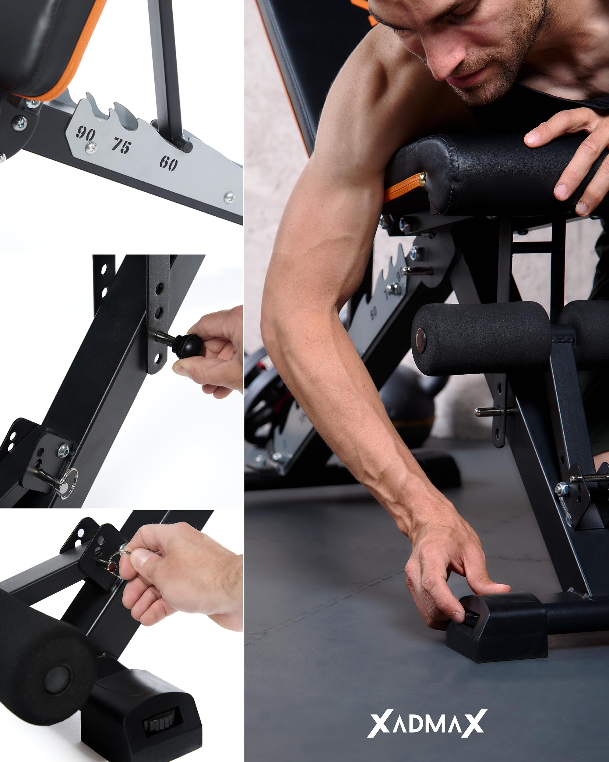 Banco Musculación Plegable, Banco Gimnasio en Casa - Soporta 360 KG Reales, Muy Robusto y Resistente, Ideal para Ejercicio en Casa, Fácilmente Plegable, Press Banca, Maquina Gimnasio, Home Gym