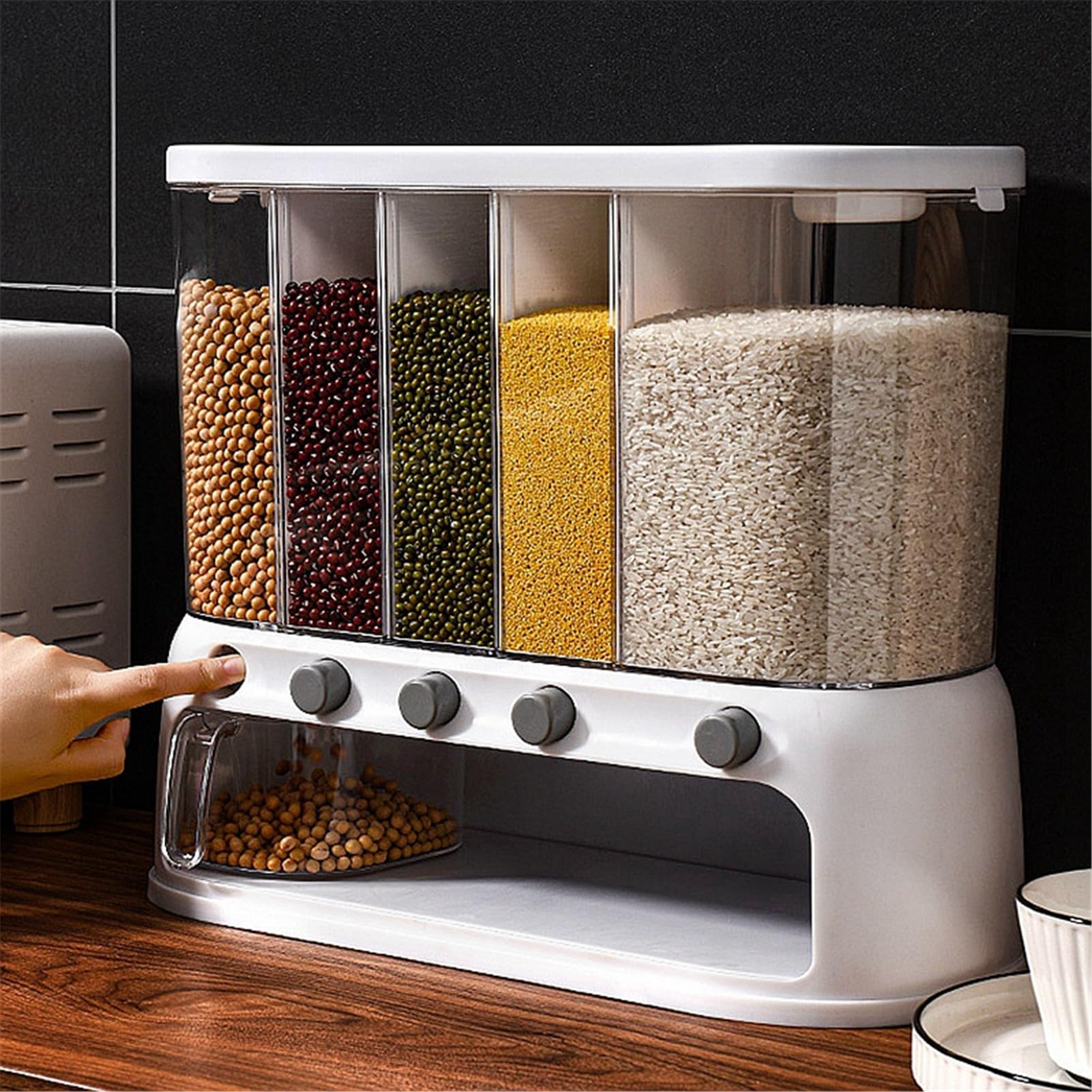 Contenedores Para Alimentos Secos - Alto De 2 Secciones, Contenedor Para | Cereales, Contenedor Hermético Para Cereales | Contenedores Para La Conservación De Alimentos Secos Con Partición Desmontable