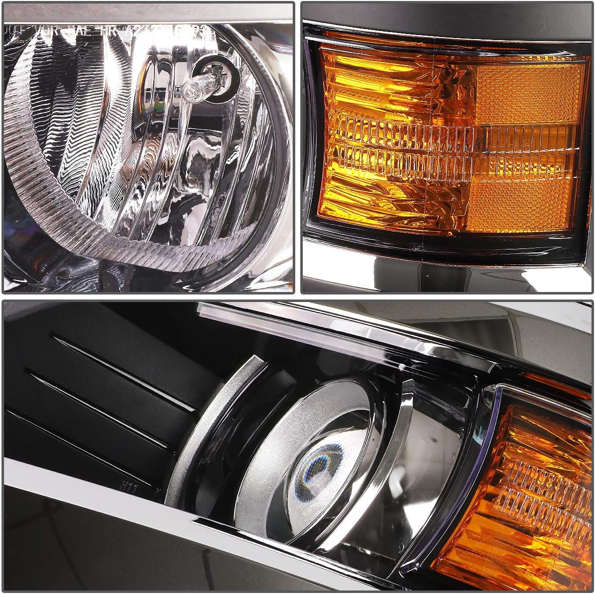 DNA Motoring OEM-HL-0113-L Factory Style Projector Left Side Headlight Lamp Assembly For 15-19 Chevy Silverado, Chrome
