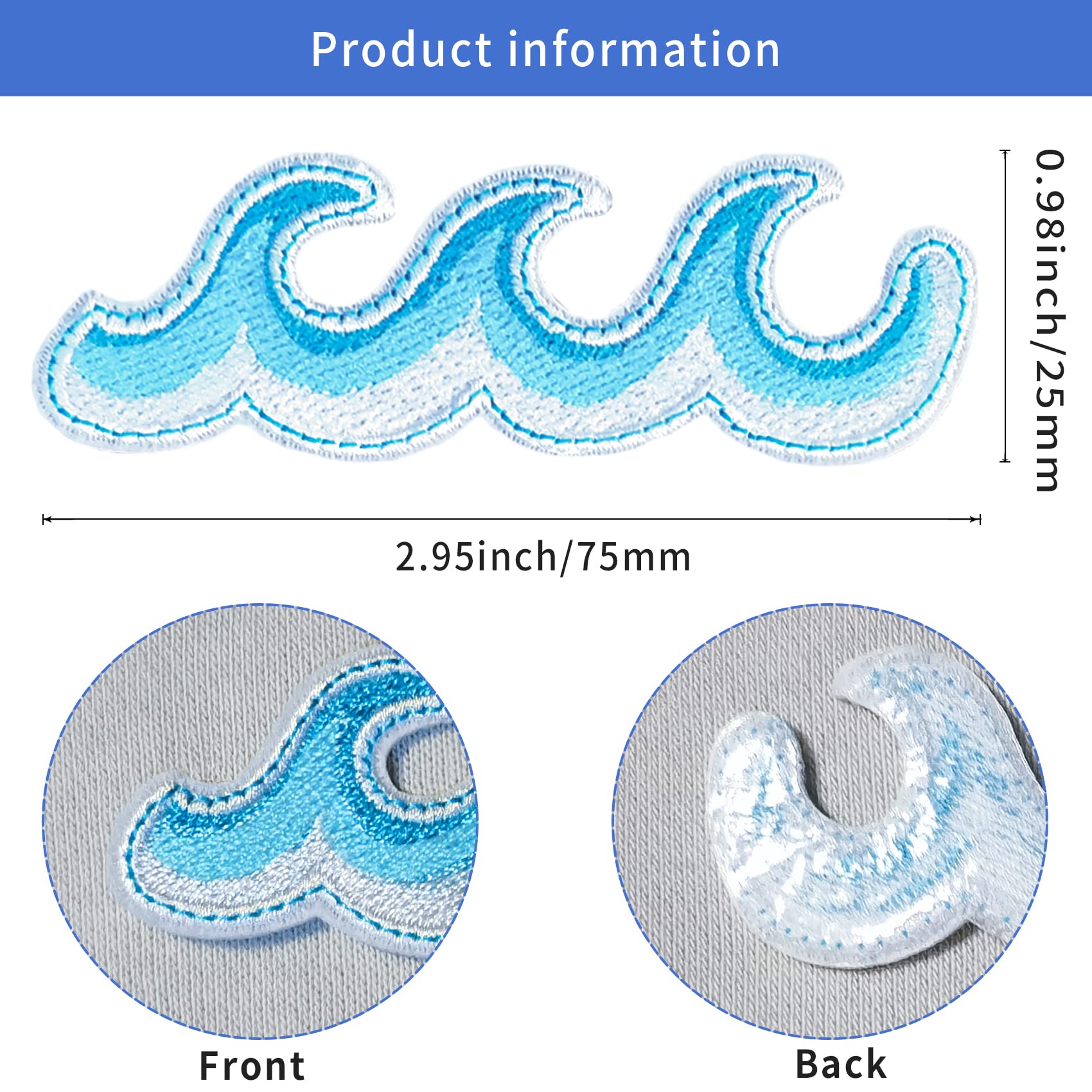 Lot De 10 écussons Thermocollants à Repasser Motif Vagues De L'océan Pour Sacs à Dos, Vêtements, Travaux Manuels