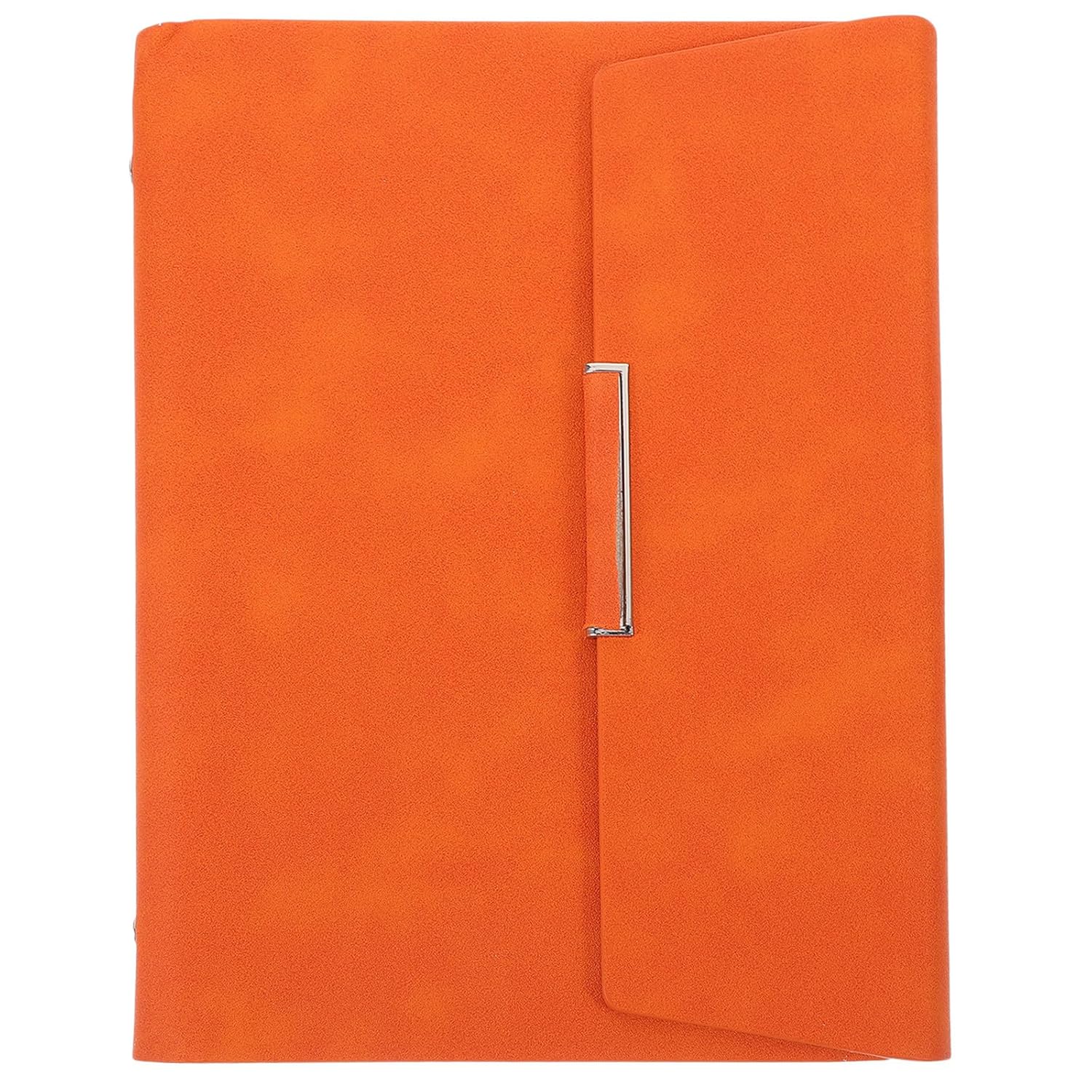 JEWEDECO Business Pu Faux Leather Notepad Daily Planning Notepad Portable Office Agenda Notebook with Tri-fold Cover Orange for Work and Travel Management