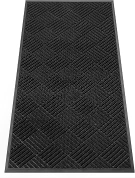 Indoor Outdoor Door Mat, 4x 2 Doormat for Entryway, Rubber Backing Non Slip Front Door Mat Outside Entrance, Super Absorbent Commercial Floor Mat for Home Office, Black