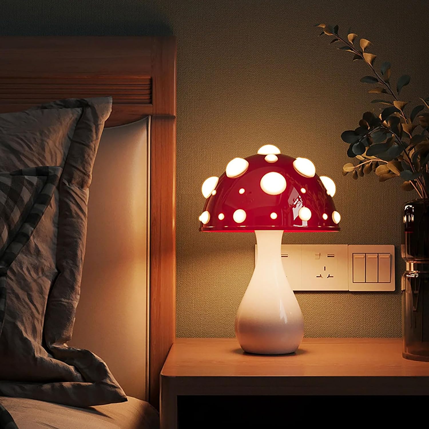 Mushroom Lamp 3 Color Lighting Mushroom Night Light Small Mushroom Lamps for Bedrooms for Home Decor, Kids, Bedroom, Living Room, College Dorm Room, Girl Gift (White), YUE/1001