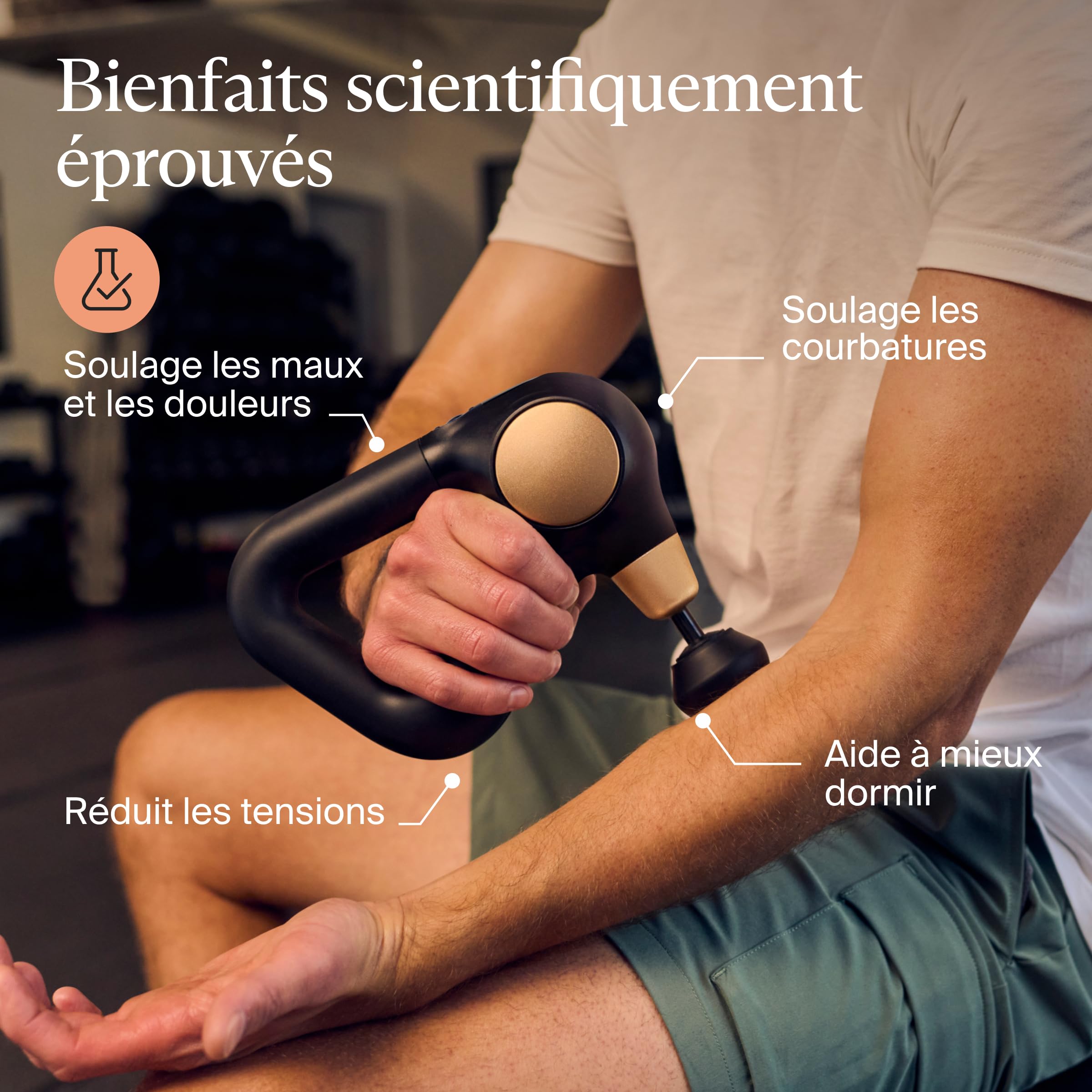 Therabody Theragun Sense Pistolet de massage (2e génération) Pistolet de massage relaxant avec routines guidées intégrées pour soulager facilement le stress, les tensions et le sommeil
