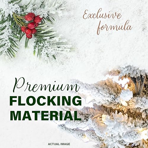 Miniatura 6 de Fraser Hill Farm - Árbol artificial de Navidad nevado Mountain Pine de 10 pies, con luces LED de color multicolor y blanco cálido y soporte,