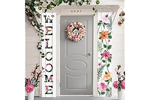 Frienda 2 Pcs Welcome Floral Porch Banners