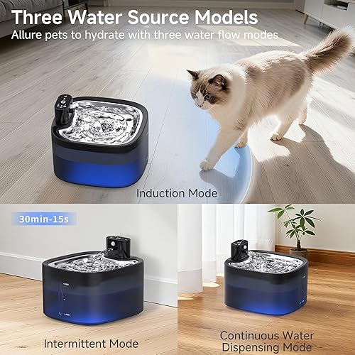 Miniatura 3 de Fuente de agua inalámbrica para gatos de 4000 mAh, 45 días de uso, fuente automática de gran capacidad para mascotas de 3.5 litros con modos de