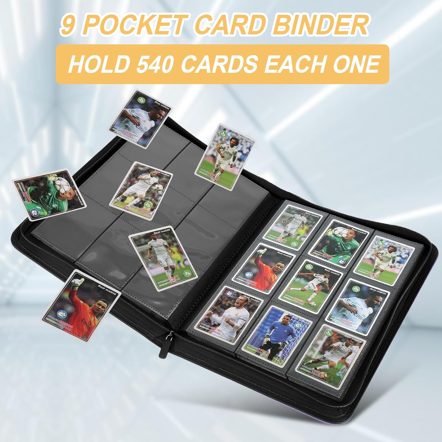 GERMUN Trading Card Binder 9 Pocket, 540 Pockets Card Binders, Card Collection Binder, Card Album Folder for MTG, TCG, Sports Cards, Game Cards (Grey)