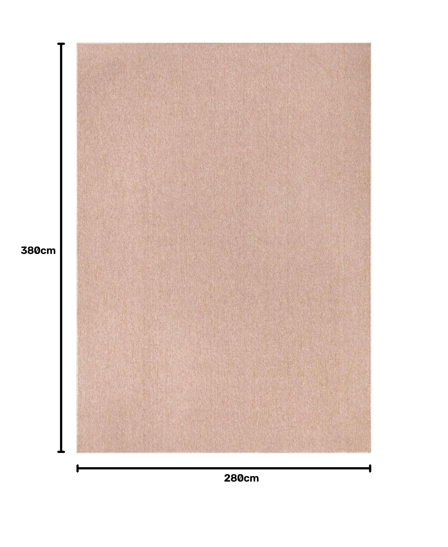 TT Home Tapis Pile Courte Chambre Adulte Salon Bohème Unis Scandi, Couleur:Beige, Dimension:280x380 cm