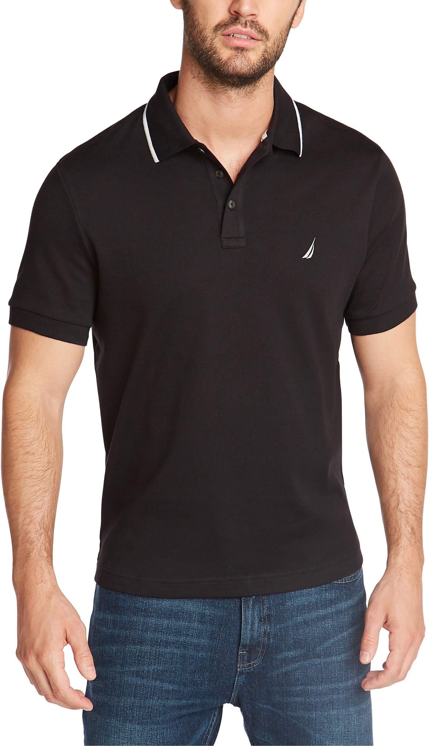 Men's Classic Fit Short Sleeve Dual Tipped Collar Polo Shirt