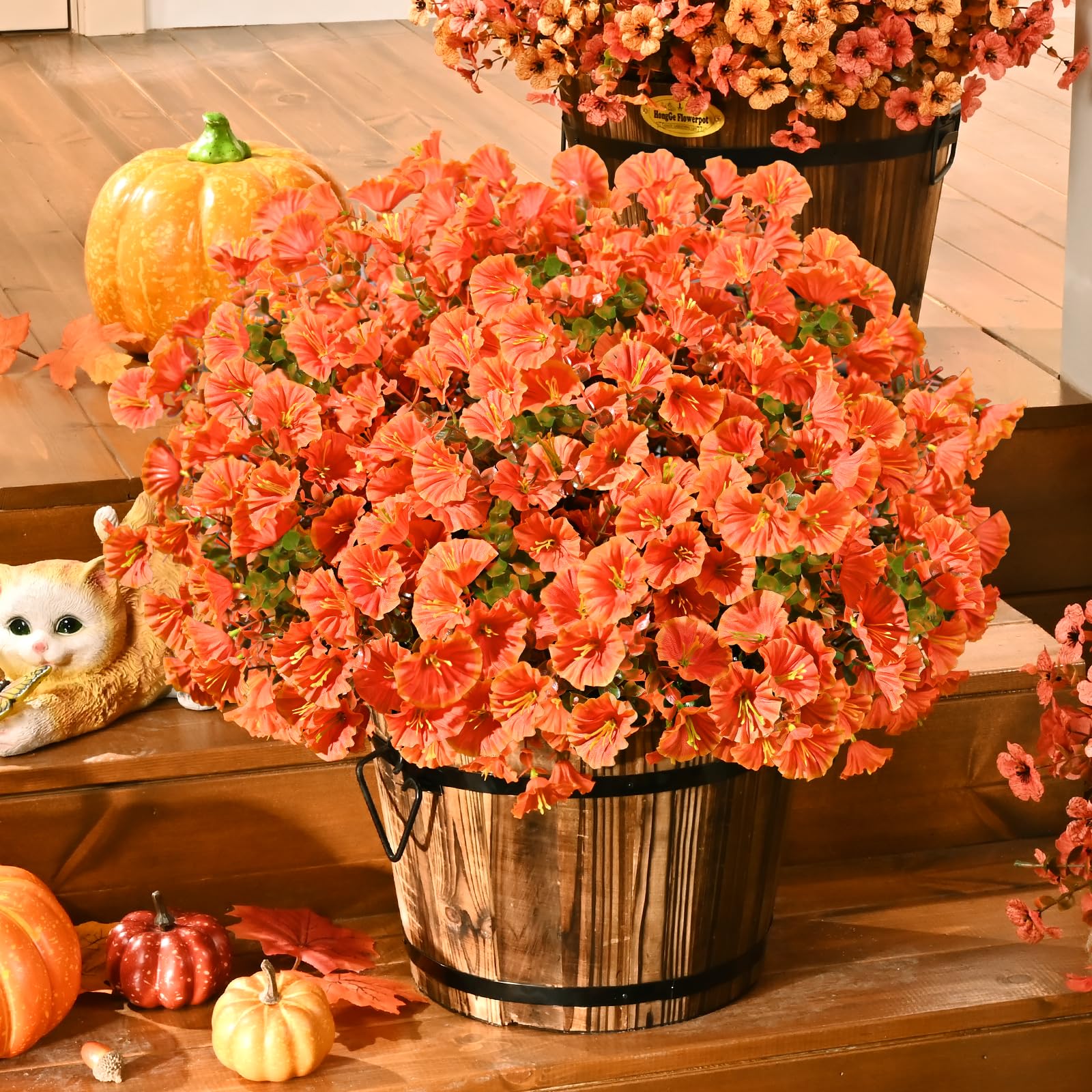 Waipfaru Fiori autunnali artificiali per decorazione, 36 fasci di fiori finti autunnali, petunie artificiali resistenti ai raggi UV, per esterni, decorazione per la casa, portico, vaso non incluso
