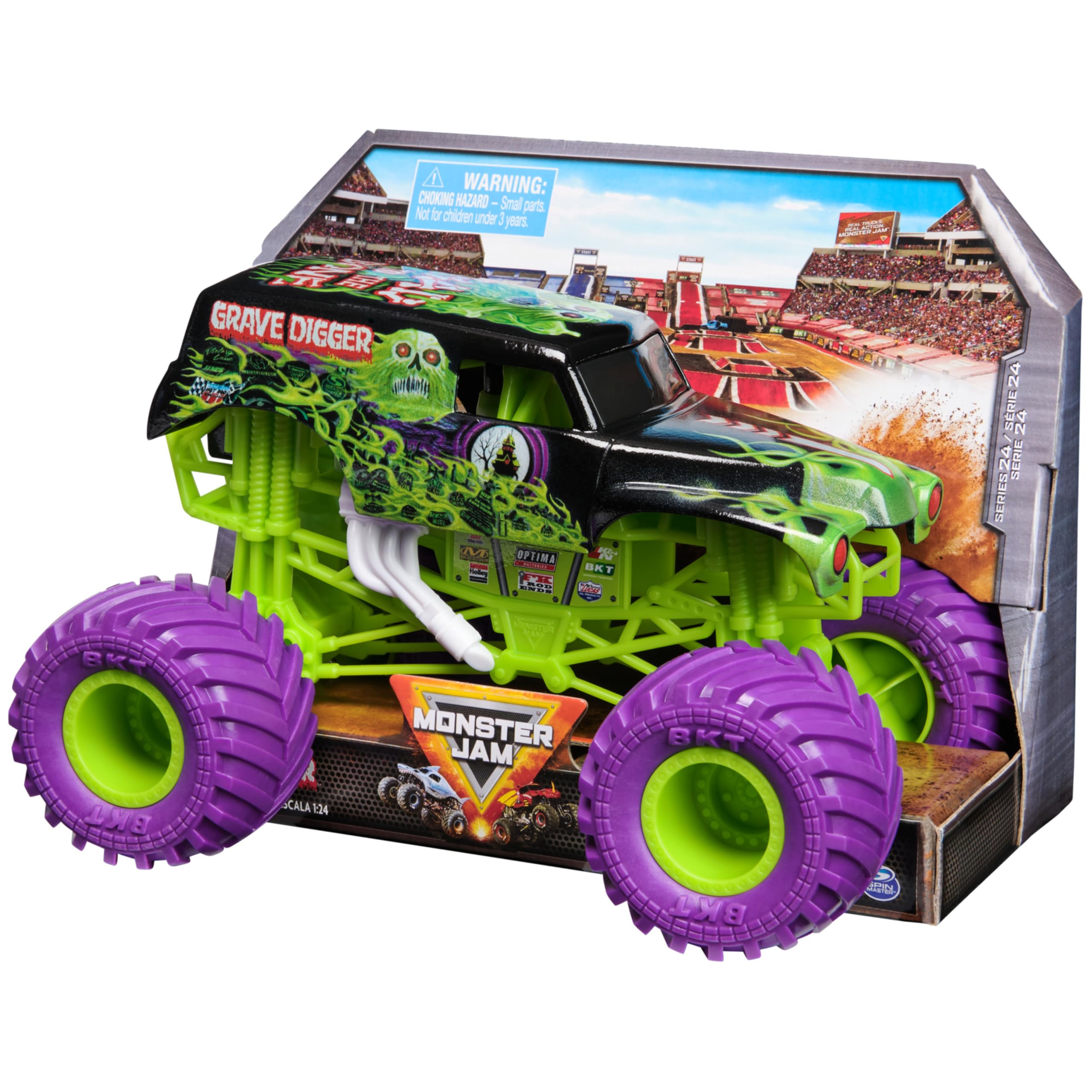 Monster Jam, Camion mostro ufficiale per tomba, veicolo da collezione pressofuso, scala 1:24, giocattoli per bambini per ragazzi e ragazze dai 3 anni in su