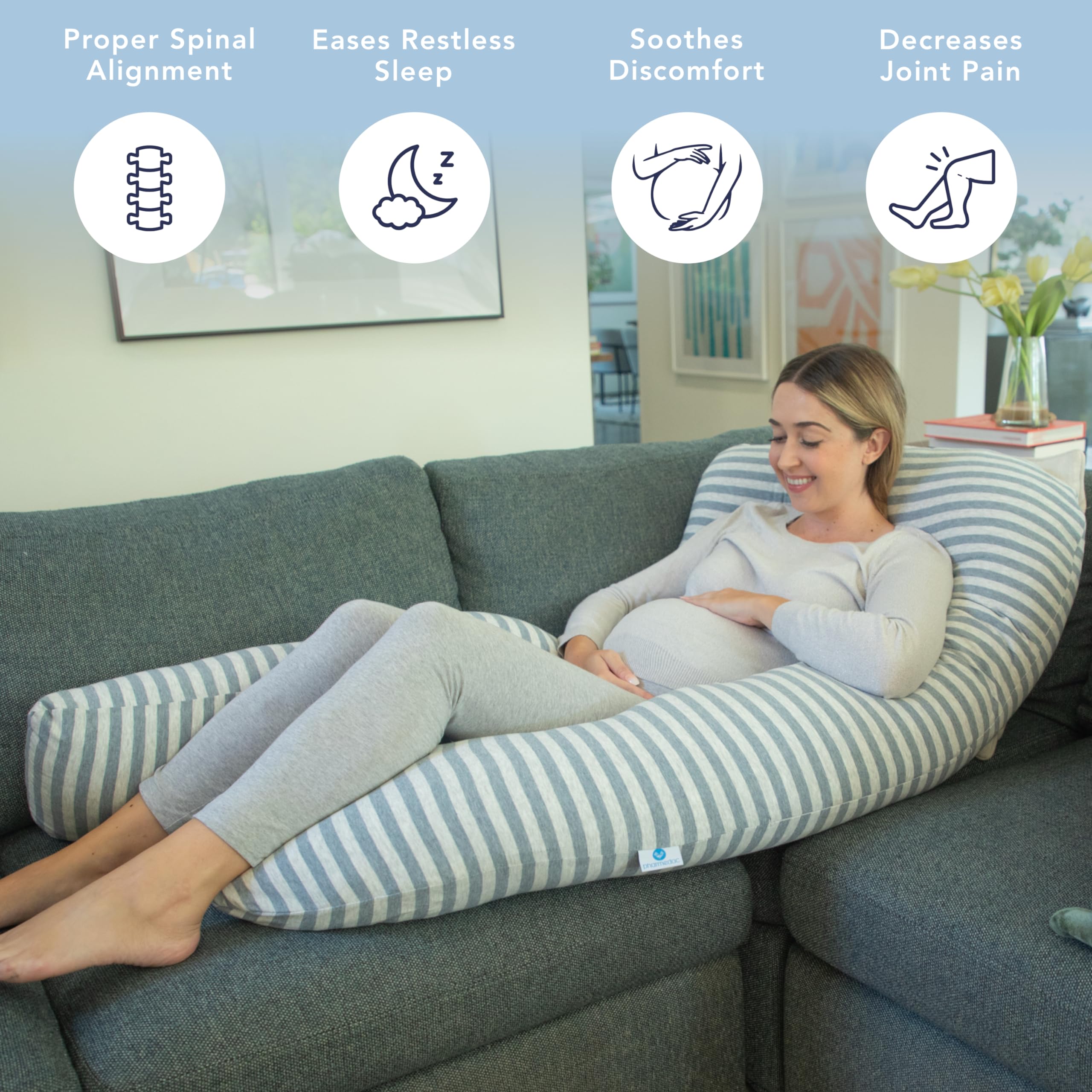 Pharmedoc Pregnancy Pillows, UShape Full Body Pillow Jersey Cover