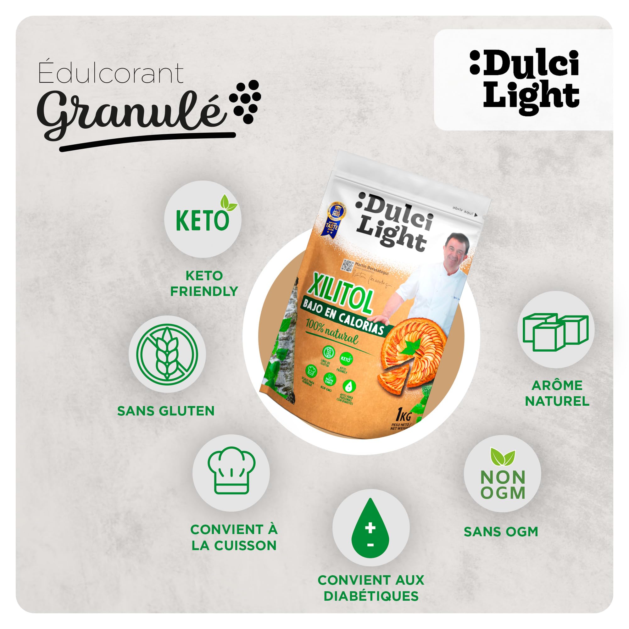 Dulcilight Édulcorant Xylitol Sucre de Bouleau 3kg 100% Saveur Naturelle | Zero Non OGM Keto Végétalien Sans Gluten Calorie Réduites | Sans Sucre pour Diabétiques Pouvoir Édulcorant 1:1