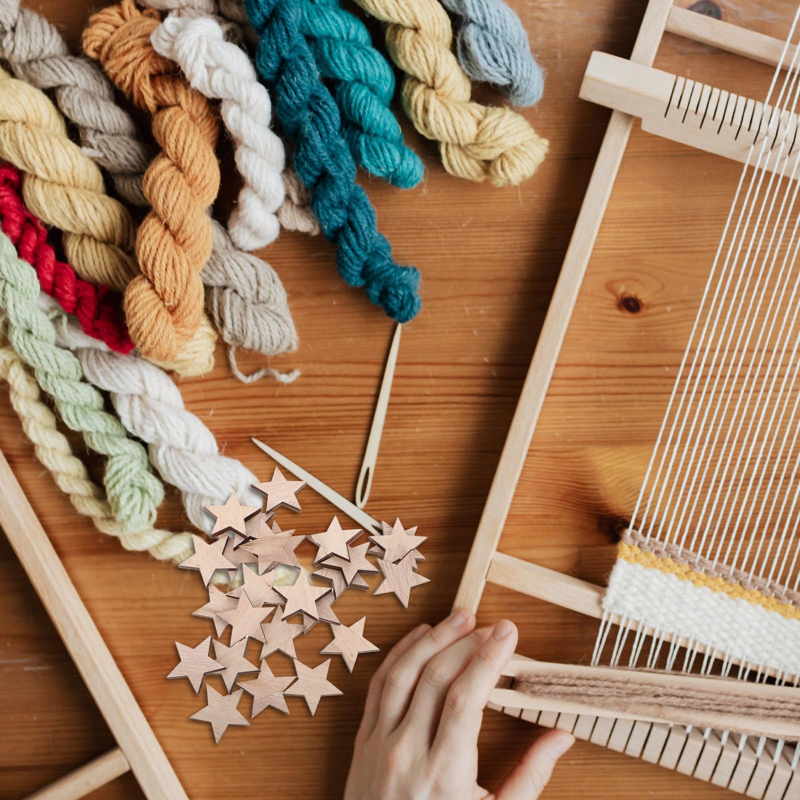Beaupretty 125 Pièces Petites Étoiles en Bois pour Loisirs Créatifs,