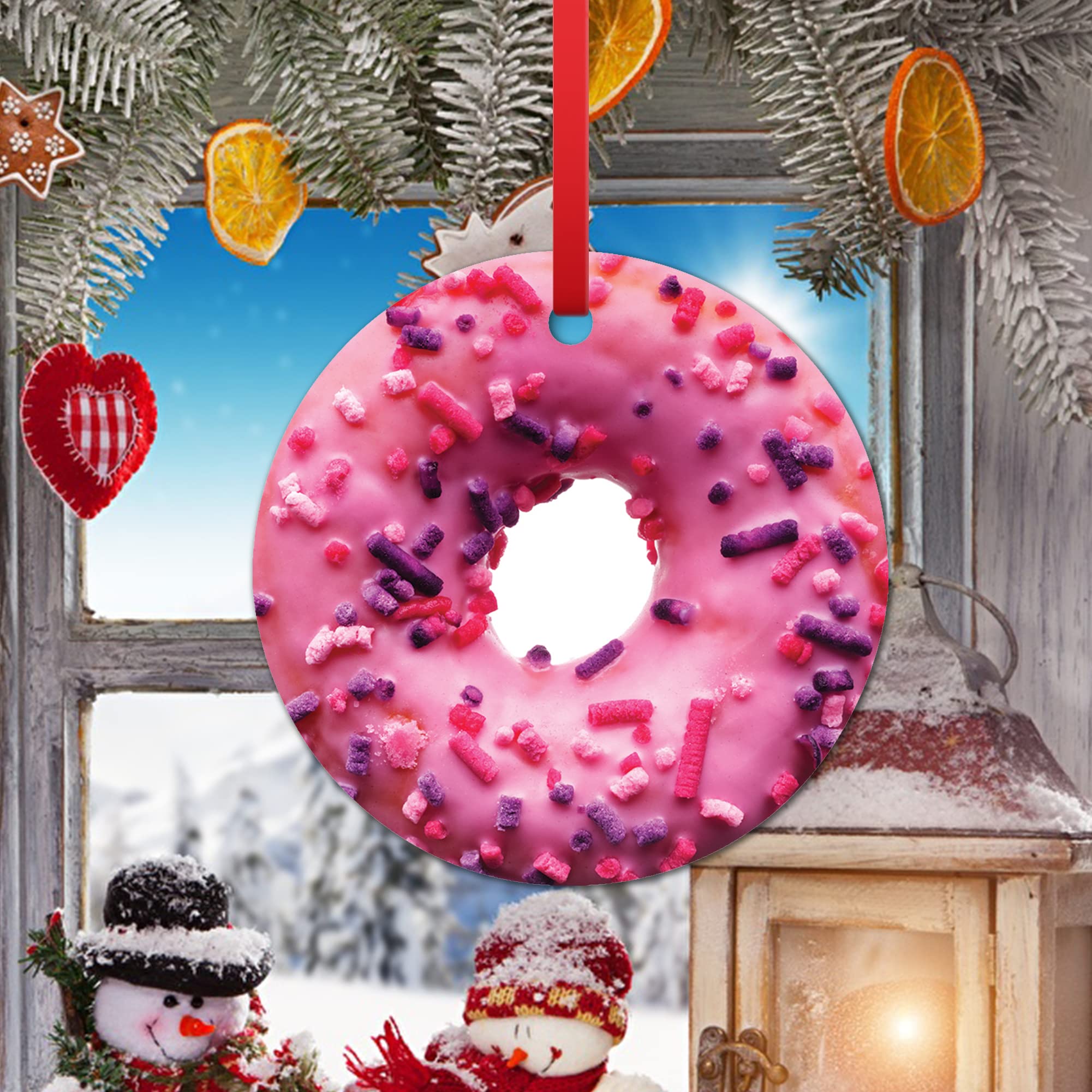 Amazon.co.jp: ピンクドーナツ スプリンクル付き 食べ物 クリスマス