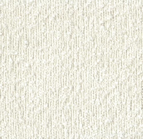 Miniatura 6 de HomePop Otomana redonda tapizada para decoración del hogar  reposapiés otomana  color crema Boucle 17.5 x 17.5 pulgadas