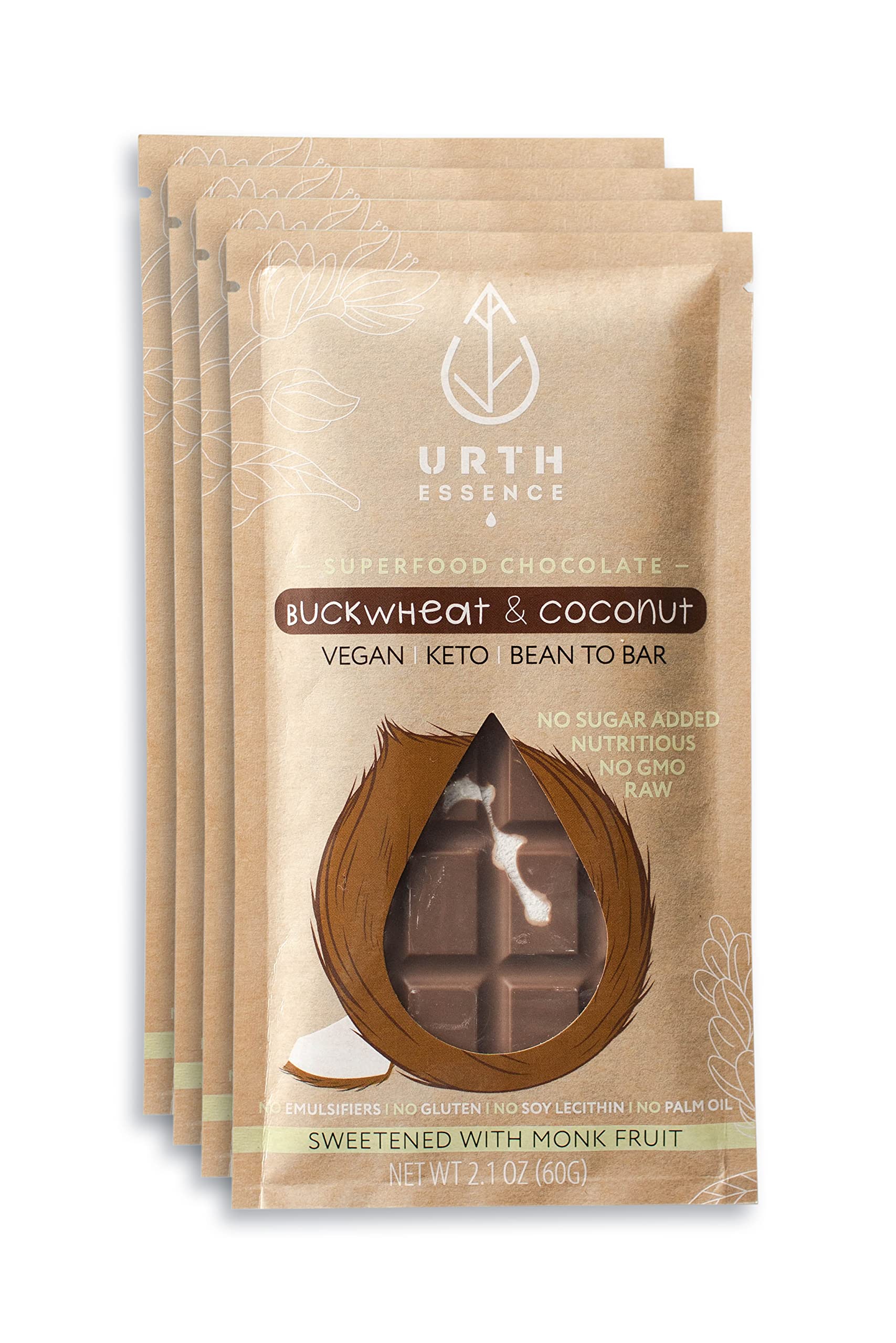 Urth Essence Sugar Free Chocolate Vegan Chocolate Bars | Keto | Dairy Free Chocolate | Healthy Food Vegan Gifts| Organic Chocolate |Gluten Free Snacks