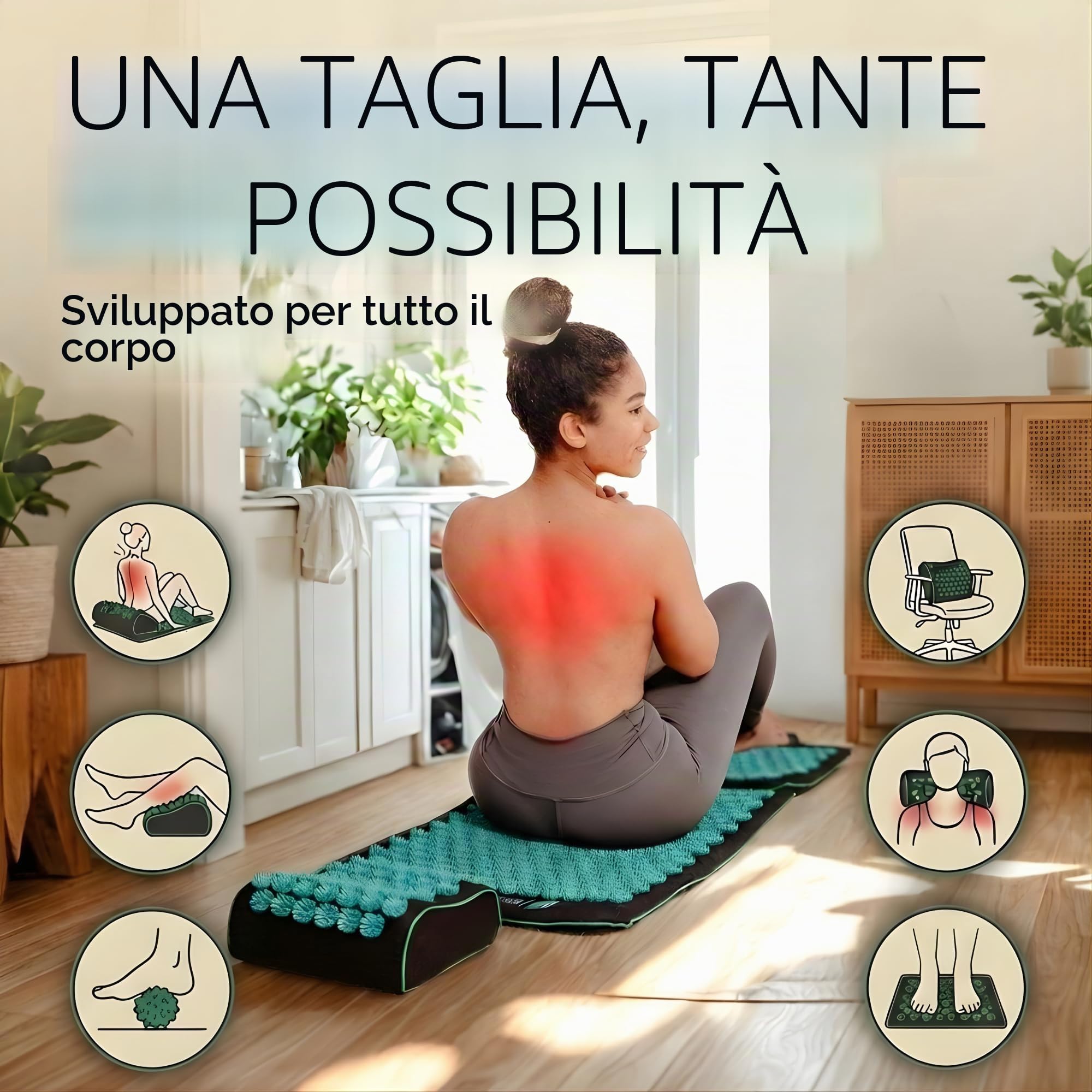 Set di tappetini per agopressione – Sandstone Edition | Allevia il mal di schiena, la tensione e lo stress | per collo e spalle | Massaggio, relax e sonno migliore – Scopri ora! (Nero)
