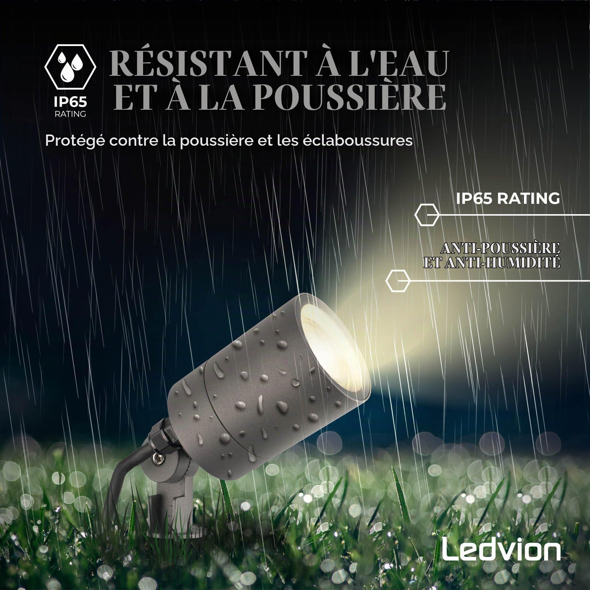 Ledvion Lot de 9 LED Extérieur Spot IP65 GU10 3W orientable sans ampoule