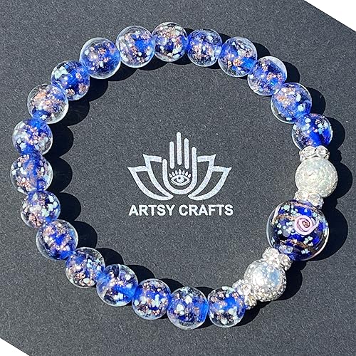 Miniatura 47 de ARTSY Crafts - Pulsera de cuentas de luciérnaga que brillan en la oscuridad para mujer, cuentas de vidrio luminosas, pulseras de cuentas de cristal