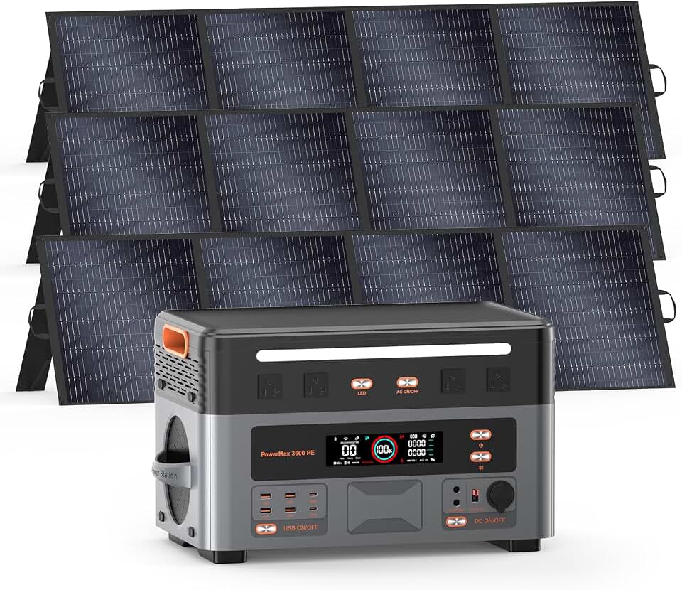 3600W Portable Power Station PowerMax 3600 PE with 3x200W Solar Panel