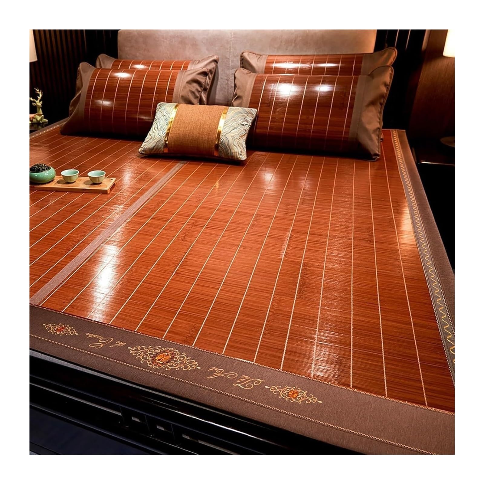 Summer Bamboo Bed Mat, Breathable Summer Sleeping Mat, Double-sided Cooling, Foldable, Multicolor, Multiple Sizes(B,1.8 * 2m/5.9 * 6.5FT)