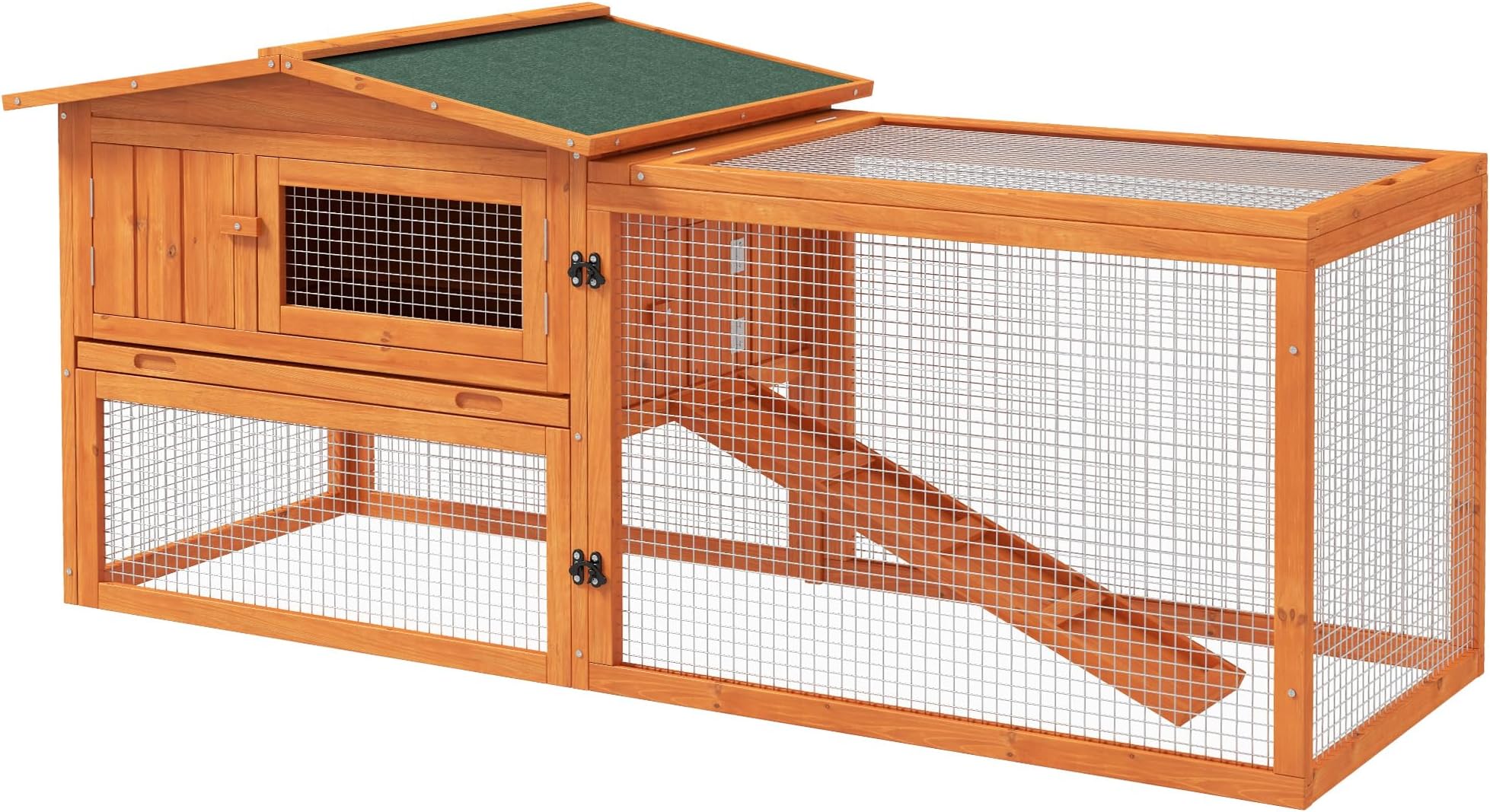 Feel Good Rabbit Hutch and Run Wooden Bunny House with integrated run