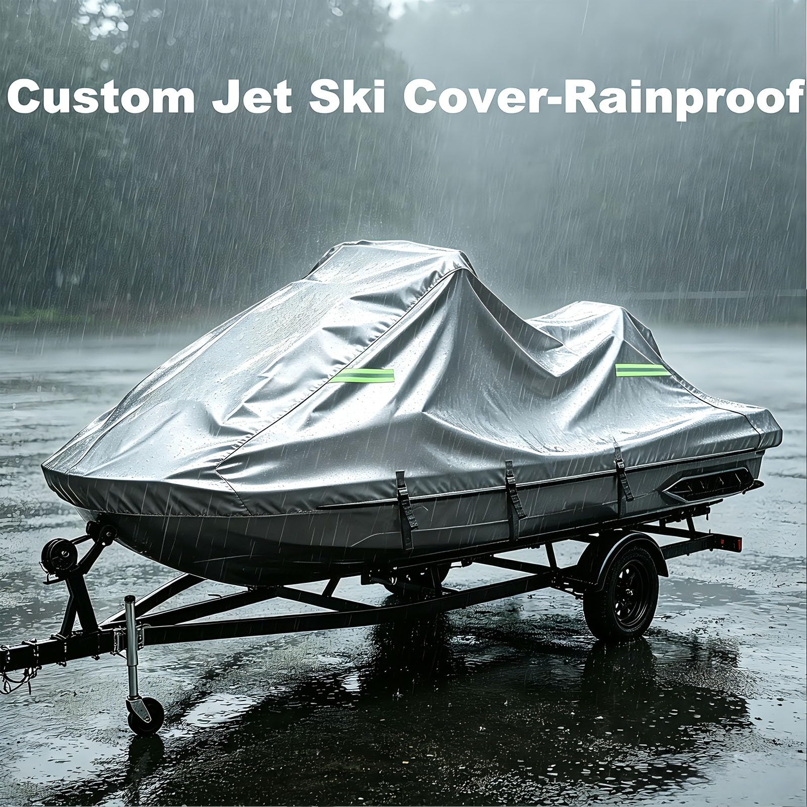 Copertura per Jet Ski per Bombardier Sea-Doo GTS 1994 | Telo Copri Barca a Motore 300D Rimorchiabile Protezione UV Antimuffa con Sfiati e Cinghie Regolabili Antivento e Resistente
