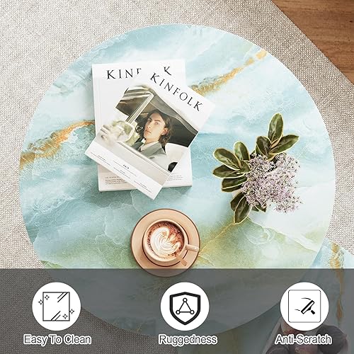 Miniatura 6 de Garden 4 you Mesa auxiliar anidable, mesa auxiliar redonda de 23.6 pulgadas, juego de 2, mesa anidable de madera con marco de metal, mesas