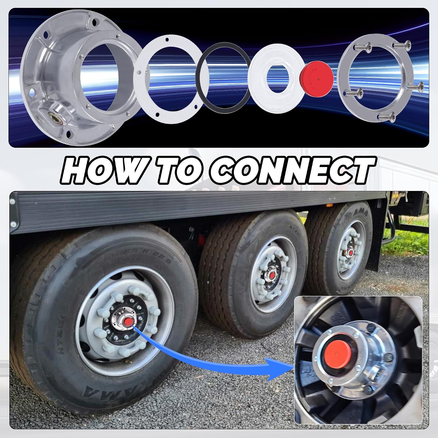 4 Pack 3595999 Hub Cap Window Cover Kit for 3434024 Hub Caps 359-5999 Hubcap Oil Window with Plugs and Gaskets Replace for Stemco 343-4024