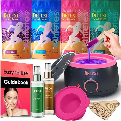 Waxing Kit for Athletes. Waxing kit for Women with Quick-Melting Wax Warmer + Salon Quality Wax for Hair Removal - Super Easy to Use for Men and Women - For Sensitive Skin - Vanilla - 1.46 Ounce (Pack of 41)