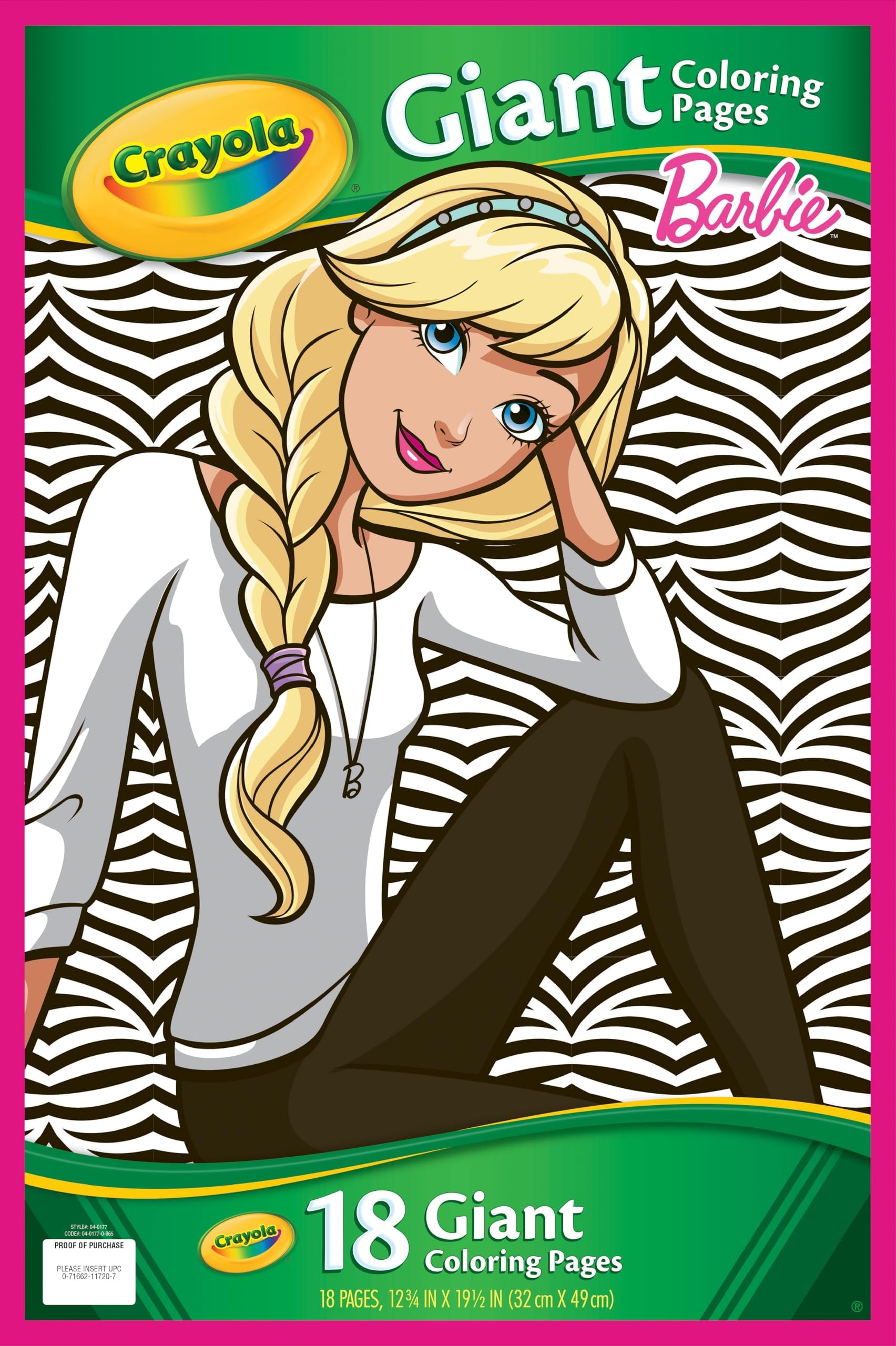 CRAYOLA Giant Colouring Book - Barbie | 18 Pages of Barbie Colouring Fun | Includes 100 Stickers | Ideal for Kids Aged 3+