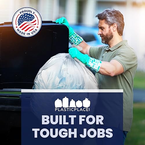 Miniatura 7 de Plasticplace - Bolsas de basura W55LDC2 de 55-60 galones │ 2 mil │ Revestimientos transparentes para cubos de basura resistentes │ 38 x 58 pulgadas,