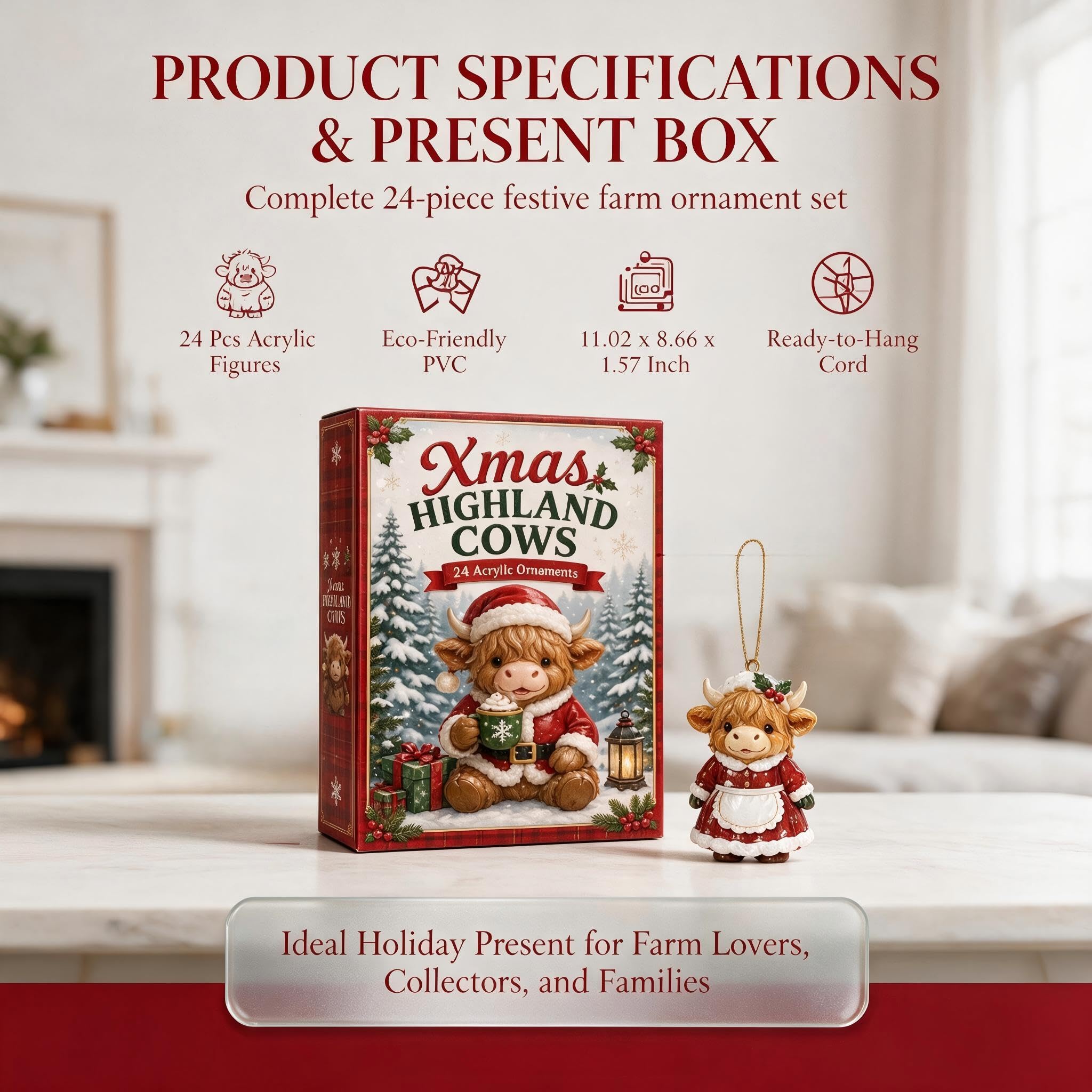 HTU Calendario de Adviento Mágico Highland Cow 3D (24 días)-2PCS