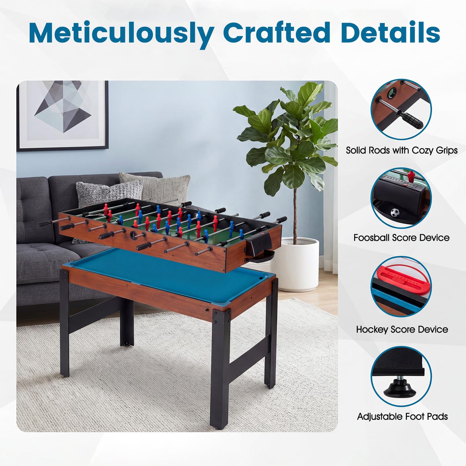 GOPLUS 14-en-1 Table Babyfoot, Backgammon, Morpion, 109x58x152cm