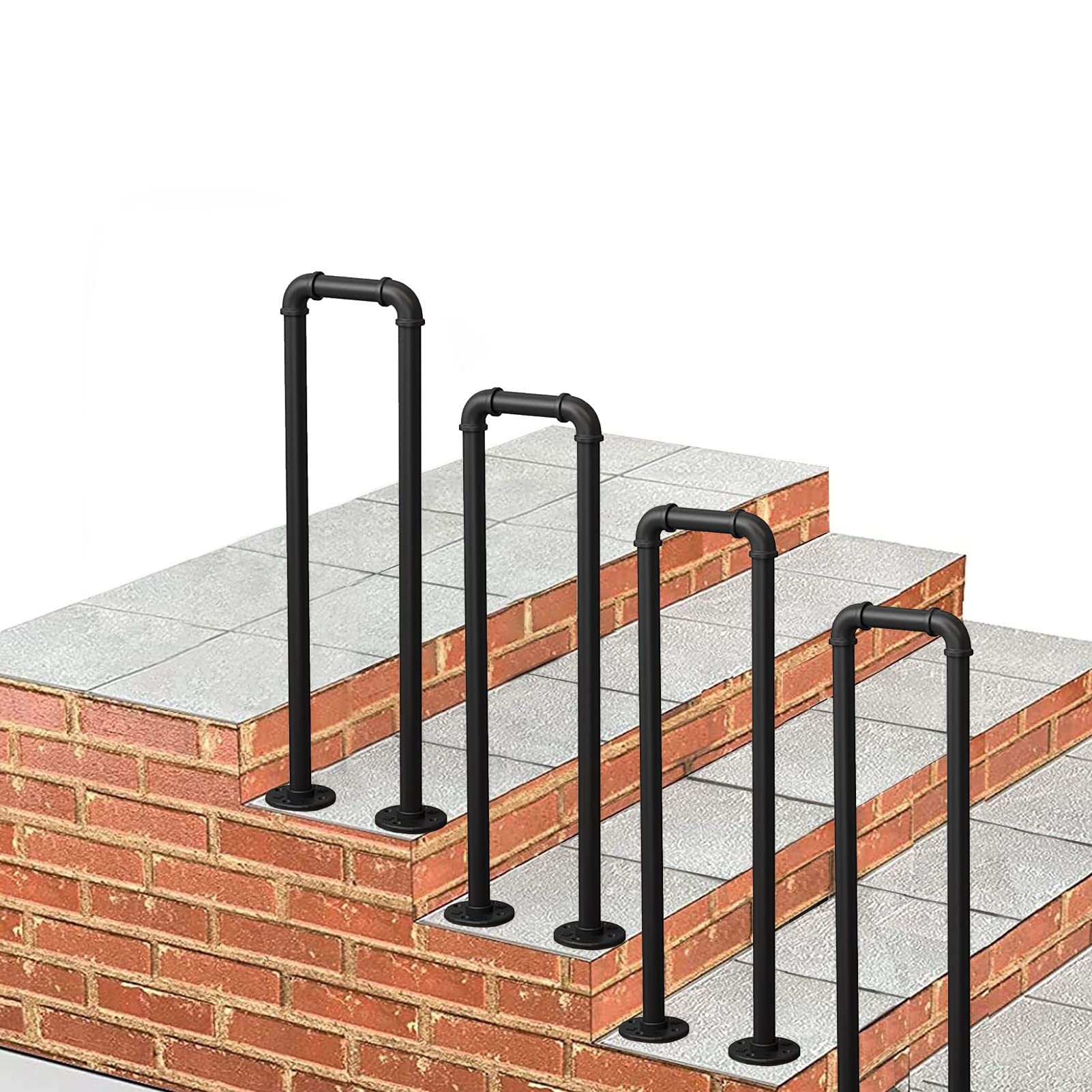 GLDYTVF Vintage Stair Rail Staircases Railing for Outside Steps, Transitional Handrail for Concrete Steps and Wooden Stairs, Handrail Picket for Outdoor Front Porch Steps(Size:55cm(1.8ft))