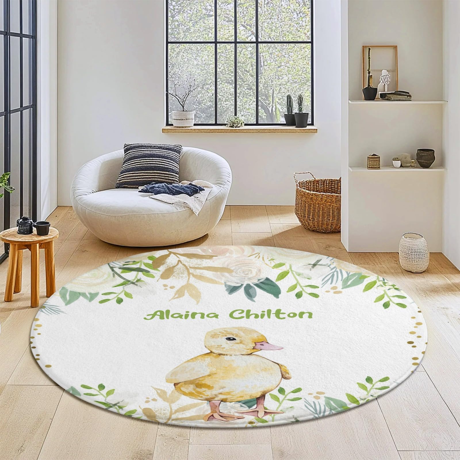 NZOOHY Cute Floral Duckling Personalized Gifts Baby Rugs for Toddler Girls Boys Custom Nursery Rug Soft Non-Slip Mat for Crawling Playing 31.5 in